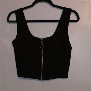 Cute black zip party top